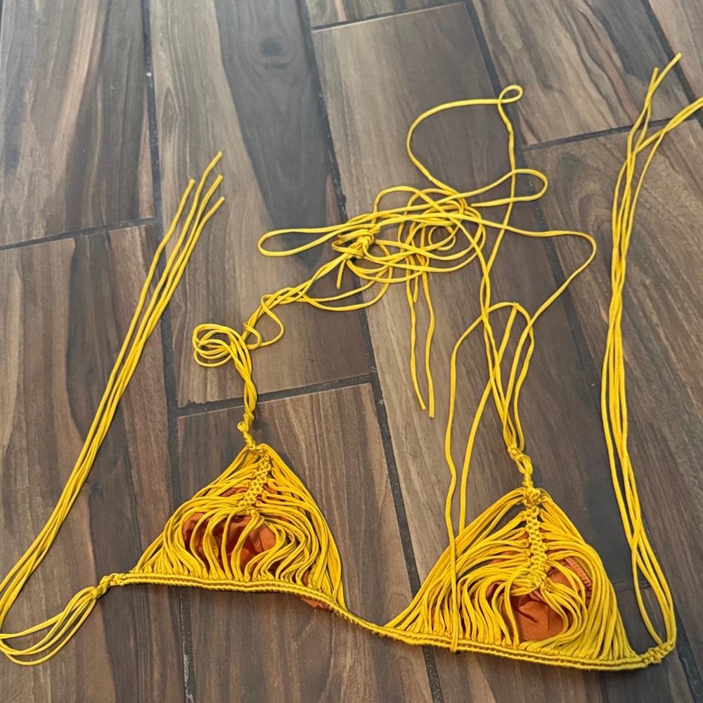 Indah Vibrant Yellow Fringe Bikini